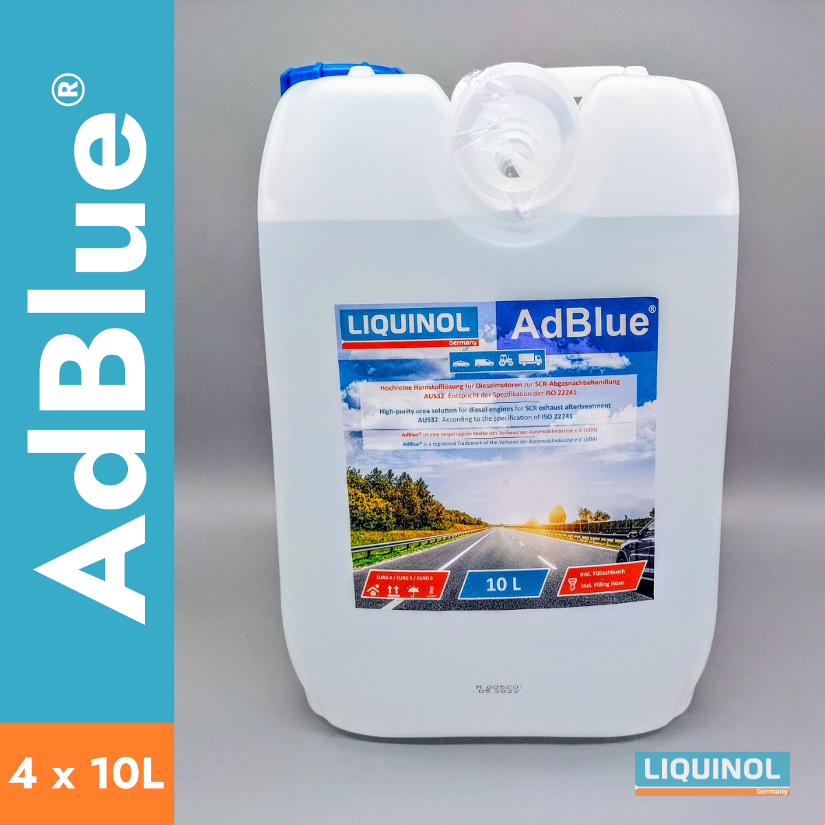 4 x 10 Liter AdBlue von LIQUINOL inkl. Ausgießer - ISO22241